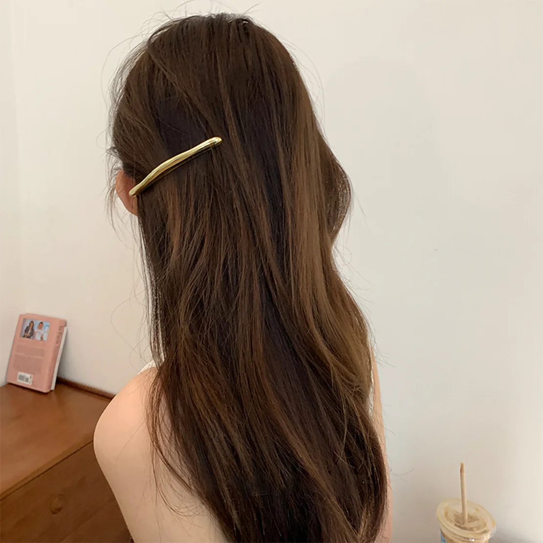 DIY Metal Irregular Shape Long Hair Clip 11cm Alloy One Word Hairpin Women Golden Long Strip Barrettes Spring Clip Ponytail Clip