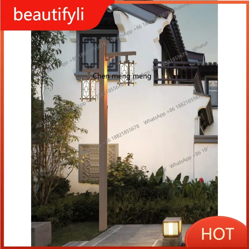 

L6080 Outdoor double-headed courtyard street light Outdoor Chinese landscape solar high pole light B & B scenic spot decorative