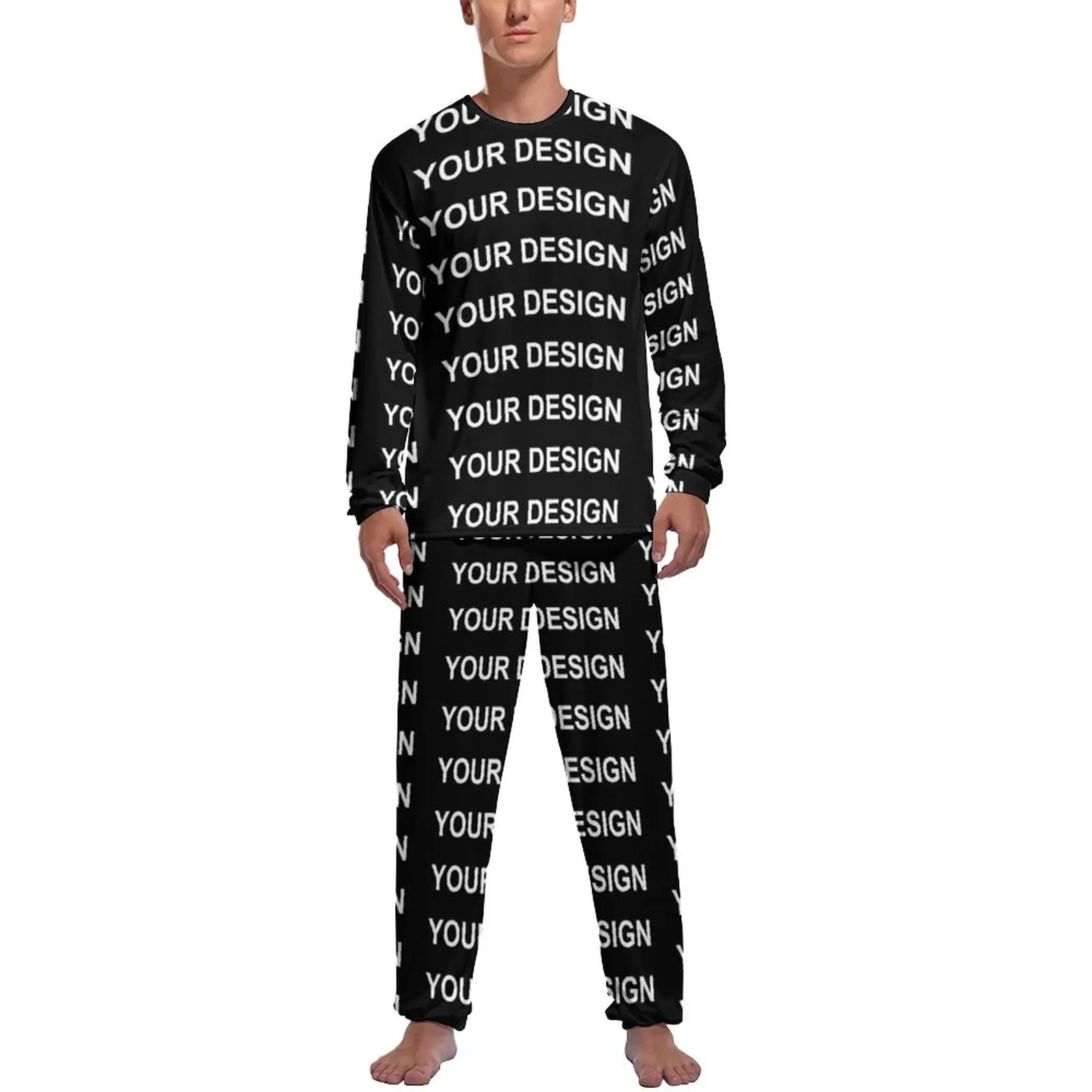 Pyjama 2 pièces à manches longues pour hommes, Design personnalisé, sur mesure, à votre Image, ensemble de nuit, costume de maison, à la mode,