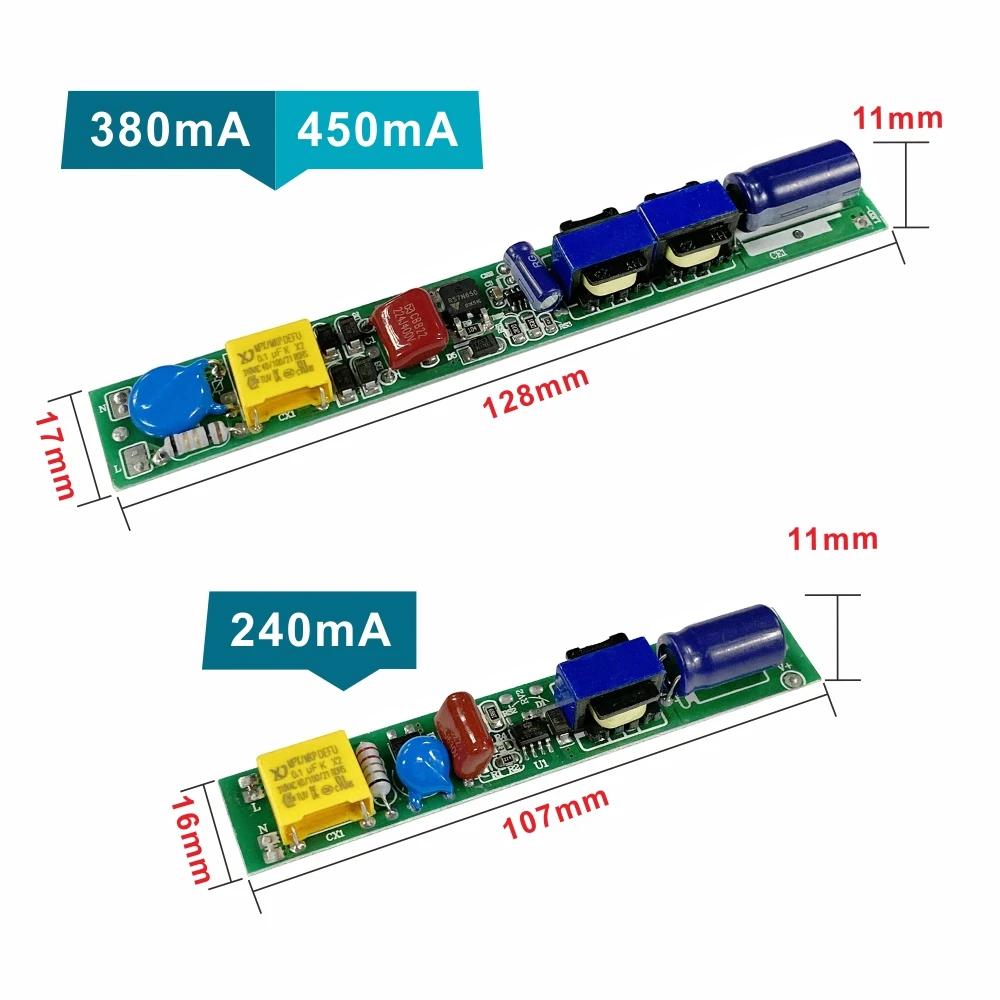 18W 24W 36W Lighting Transformer 240mA 380mA 450mA LED Driver Supply 90V-260V For 0.6M 0.9M 1.2M 1.5M T5 T8 T10 Tube Lamps 5pcs