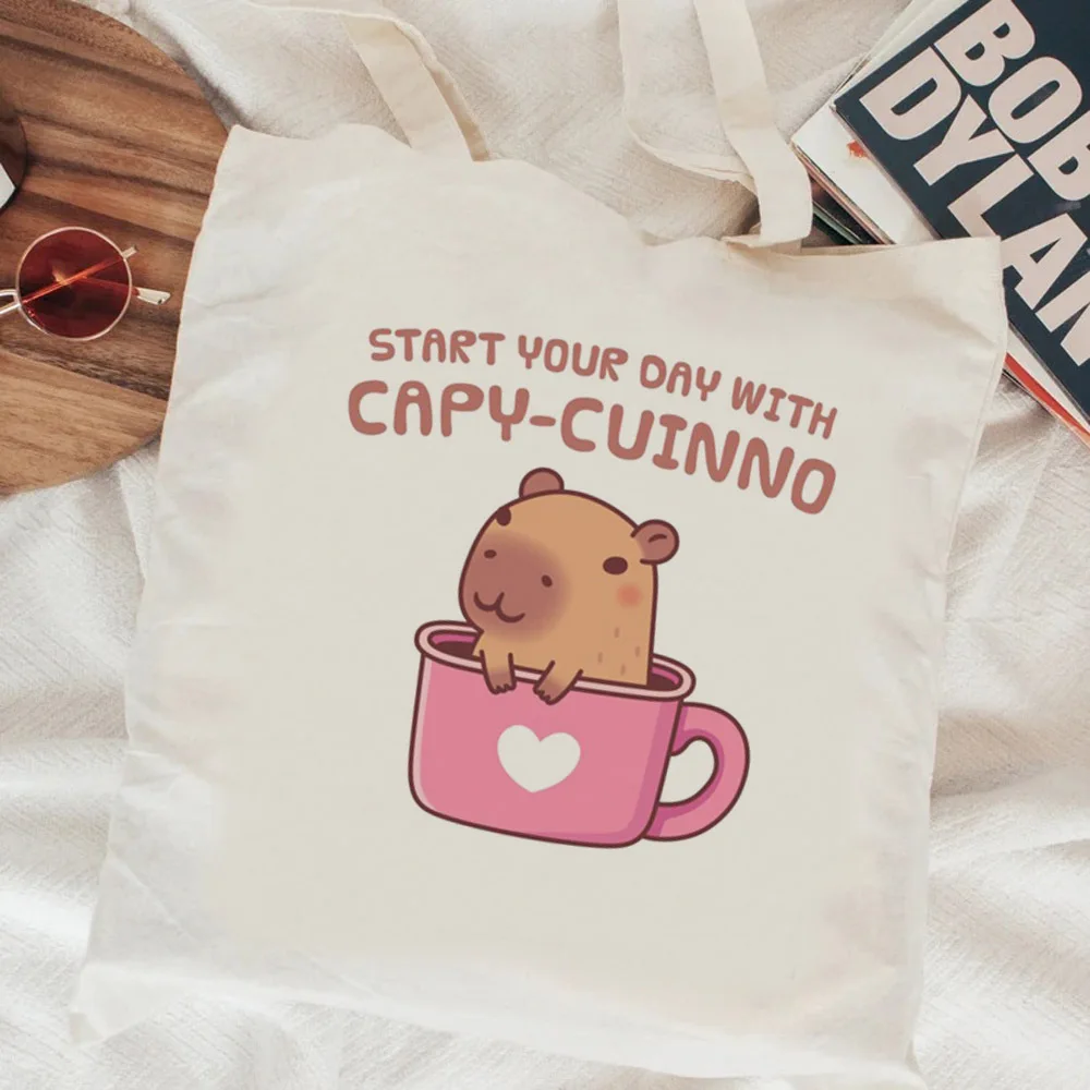 

Capybara shopping bag jute bag bolsa eco bolso canvas cotton bag sac cabas fabric foldable reciclaje cabas