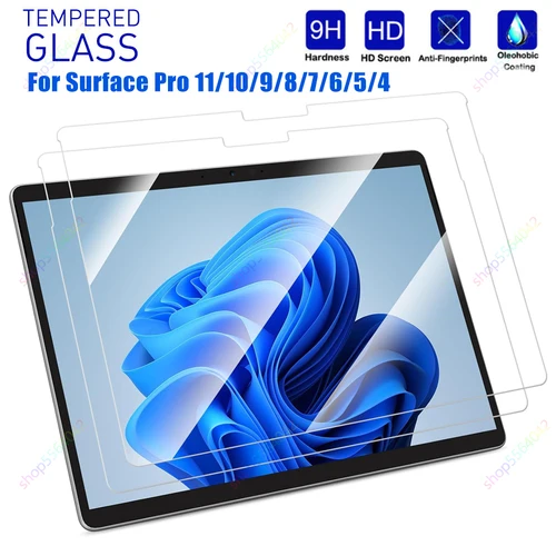 2 paquetes de protectores de pantalla de vidrio templado para Microsoft Surface Pro 11/10/9/8 13 pulgadas Pro 7Plus/7/6/5/4 HD 9H película de pantalla de dureza