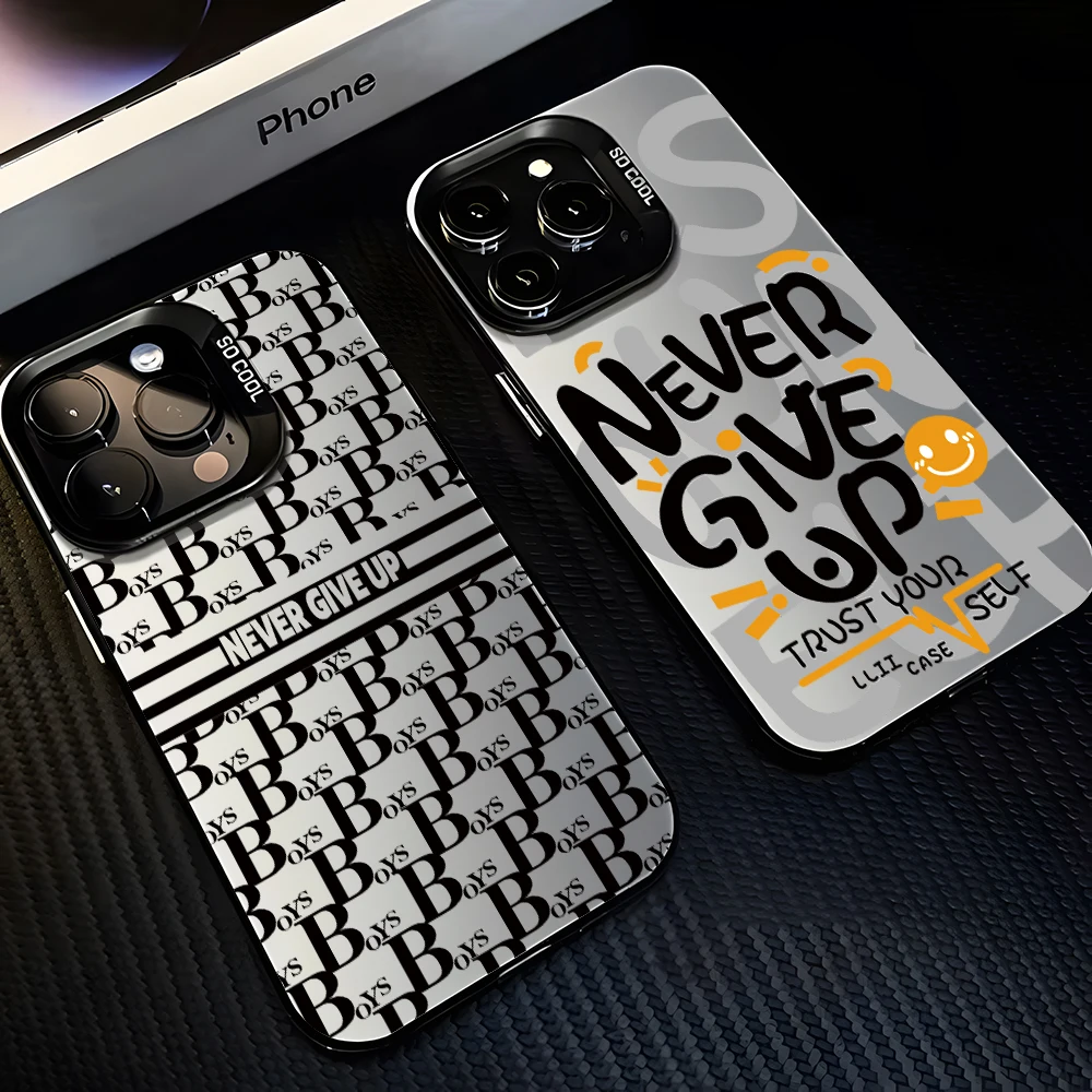 Phone Case Fashion Never Give Up for Samsung Galaxy S26 S25 S24 S23 S22 S21 S20 Note20 FE Ultra Edge Plus Anti Fall Matte Cover