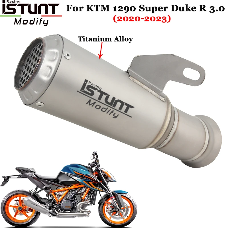 Titanium Alloy Slip On For KTM1290 Super Duke R 3.0 KTM 1290 2020-2023 Motorcycle Exhaust Systems Mid Link Pipe Escape Muffler