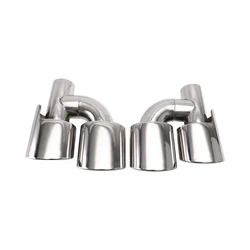 1 PCS Stainless Steel 63mm Inlet dual exhaust tips Car Oval Muffler tailpipes Engraved Logo For W204 C300 C63