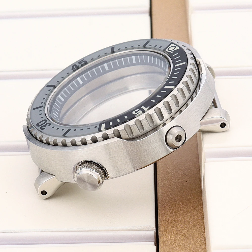 10ATM Taucher 43mm Uhrengehäuse Wasserdicht Saphirglas Für NH35 NH36 NH34/38 Uhrwerk Modifiziertes Tuna Canned Gehäuse C3 Glas Lünette – Detail 5