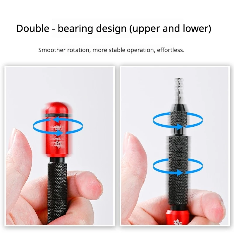 MSWZ MS-091 Dual Bearing Self-Rotating Hand Drill Precision Pin Vise for Gundam Military Model Hobby DIY Staking Drilling Tool