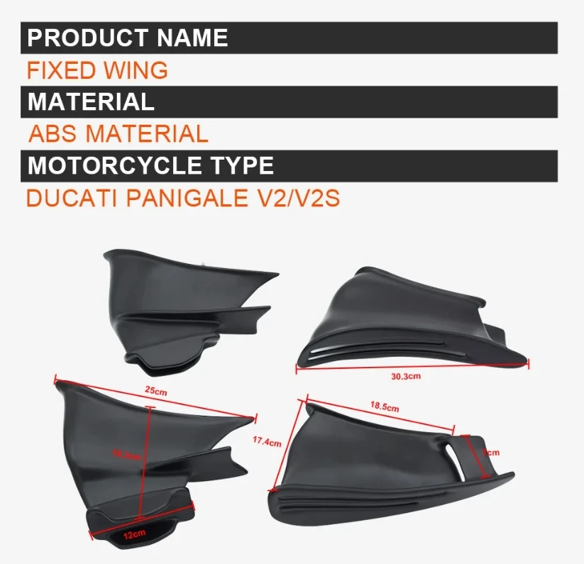 Suitable for DUCATI Panigale V2 V2S 2020-2023 Motorcycle High Quality ABS Aileron Fixed Wing Aerodynamic Wing Kit