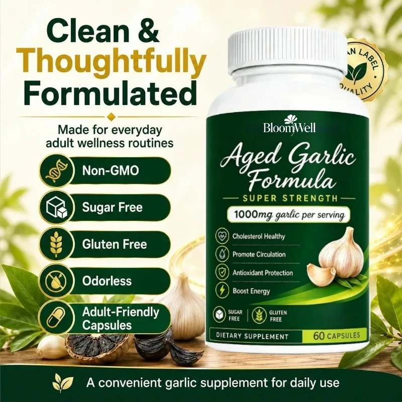 Odorless Fermented Aged Black Garlic Extract 700mg, 60 Capsules | Immune Support