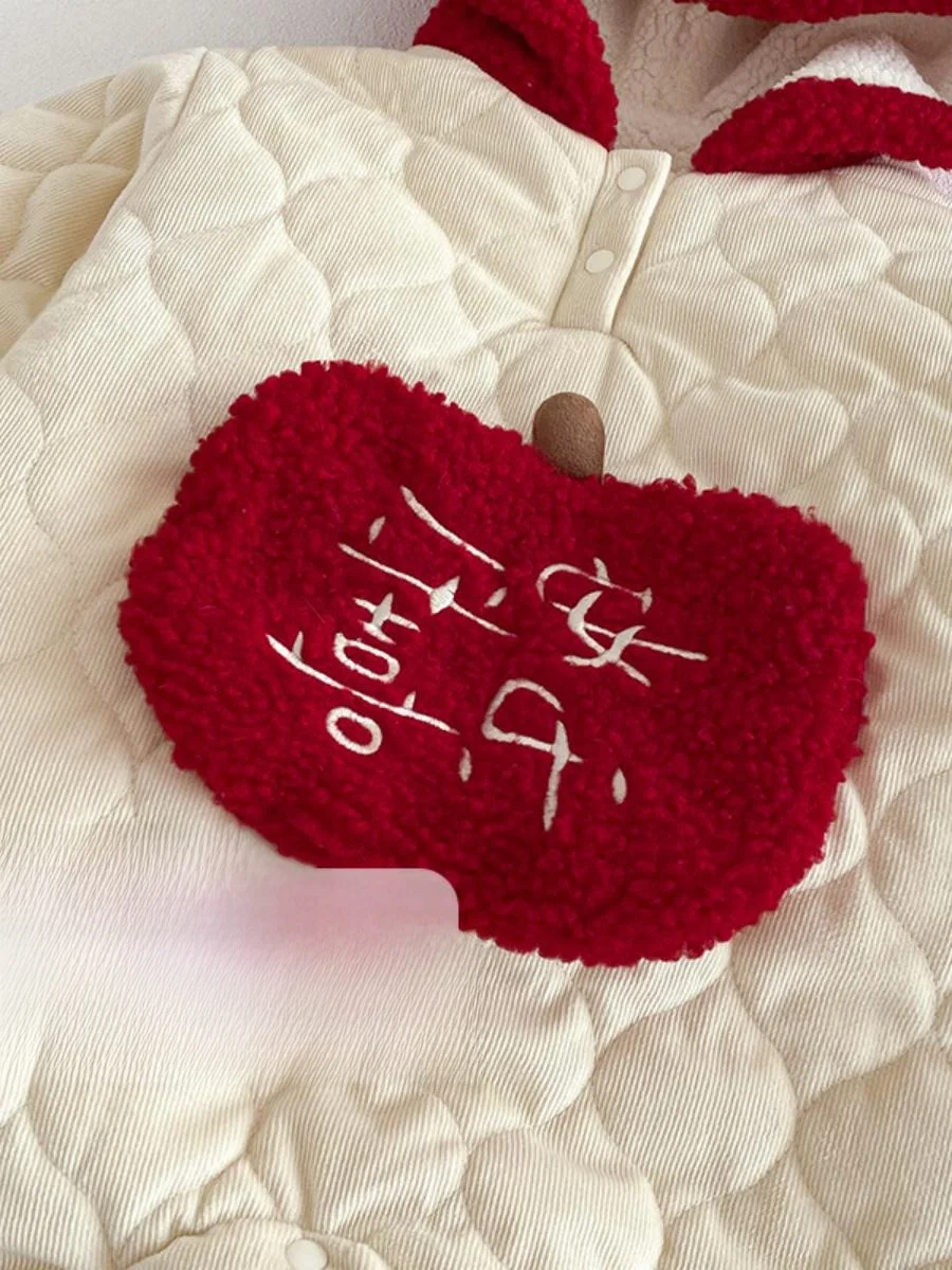 ملابس السنة الجديدة للأطفال الرضع، بدلة شتوية مبطنة بغطاء للرأس، تصميم متعدد الألوان، مادة ناعمة ومريحة للرضع