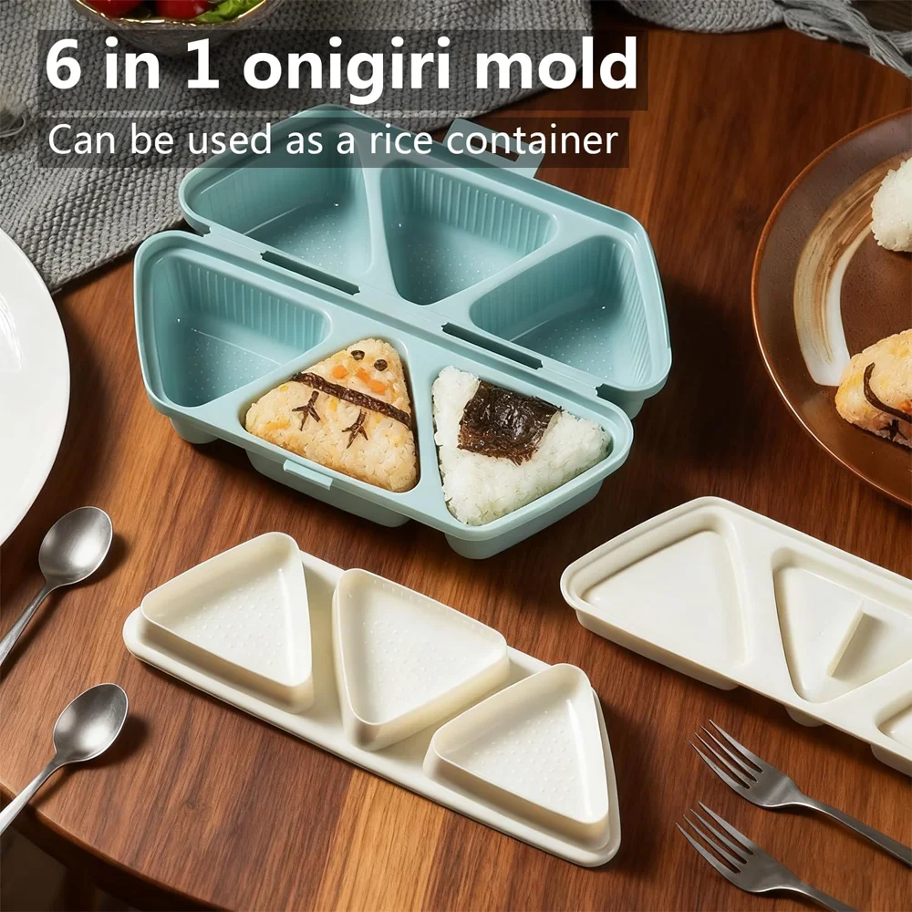6 in 1 Onigiri Mold Triangle Sushi Molds Quick To Make Easy Store Carry Once Quickly 6pcs Onigiris for Seaweed Rice Ball Kitchen