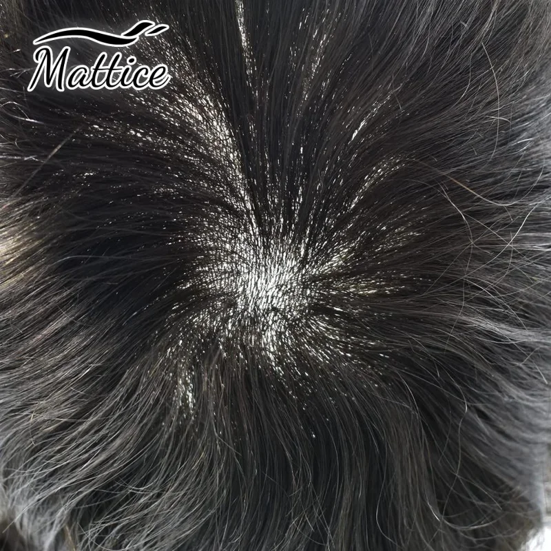 Parrucchino per uomo pezzo di capelli veri 0.12mm iniettato Poly Skin PU uomini parrucchino parrucche di capelli umani unità capesante anteriore uomini sistema di capelli