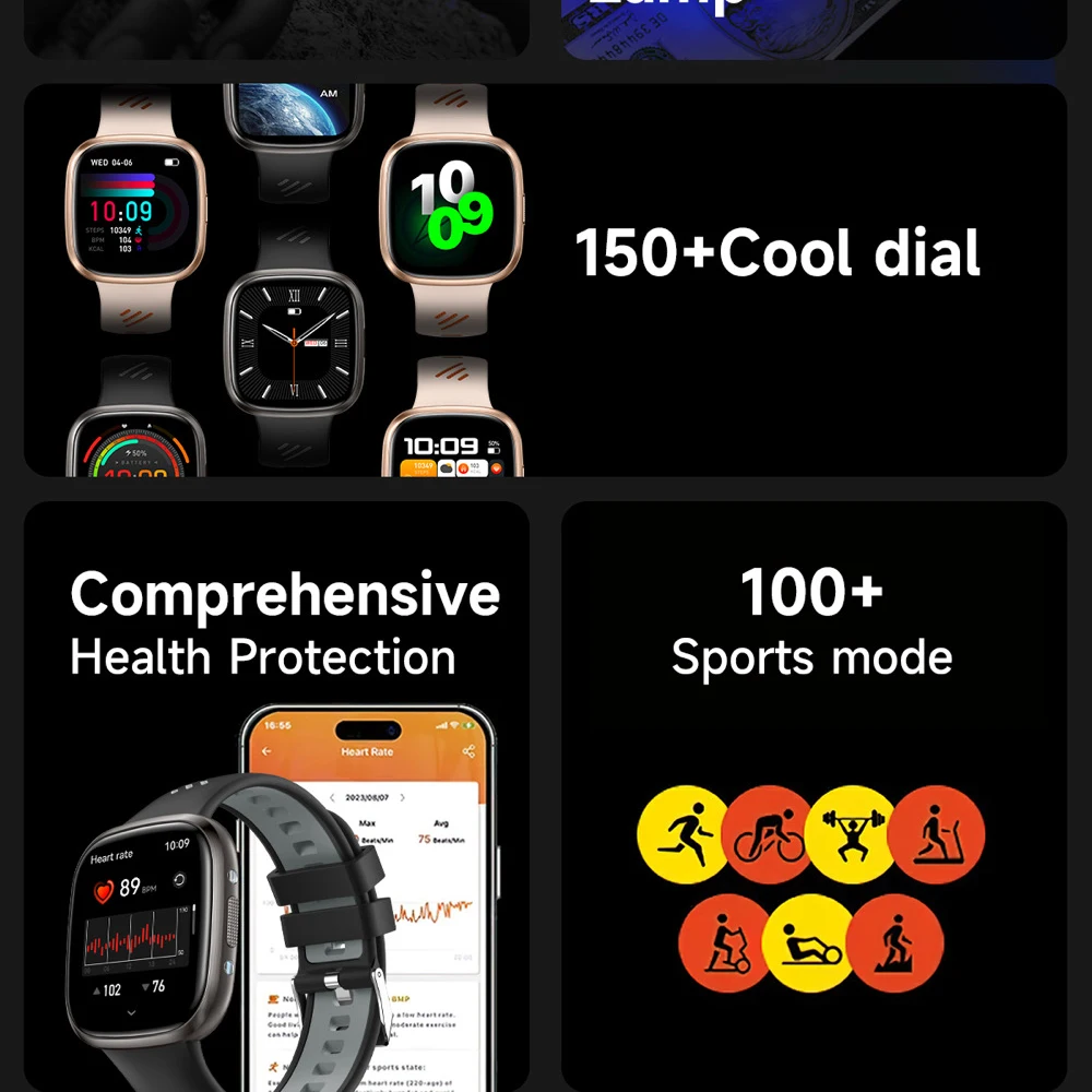 ساعة ذكية للرجال BT Call LED مصباح يدوي مراقبة الصحة في الهواء الطلق حماية النساء العملة الضوء الأرجواني مصباح مقاوم للماء Smartwatch