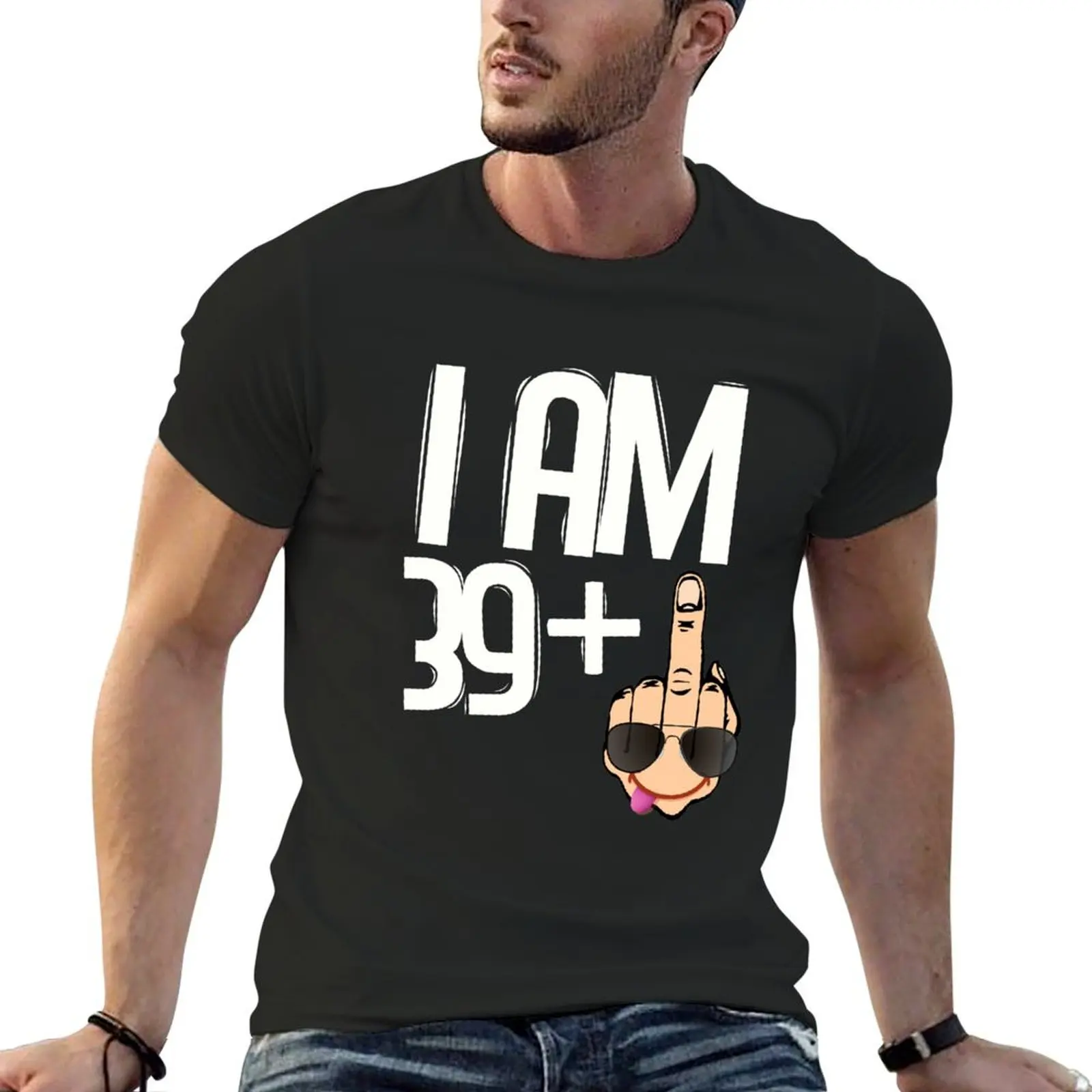 

Funny 40th birthday Gift ideas. I am 39+1 Finger Birthday design T-Shirt graphic t shirt vintage workout shirts for men