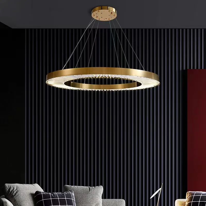 New Modern Crystal Gold Pendant Lamp LED Round Crystal Hanging Light For Bedroom Dining Hall Living Room Kitchen New Chandelier