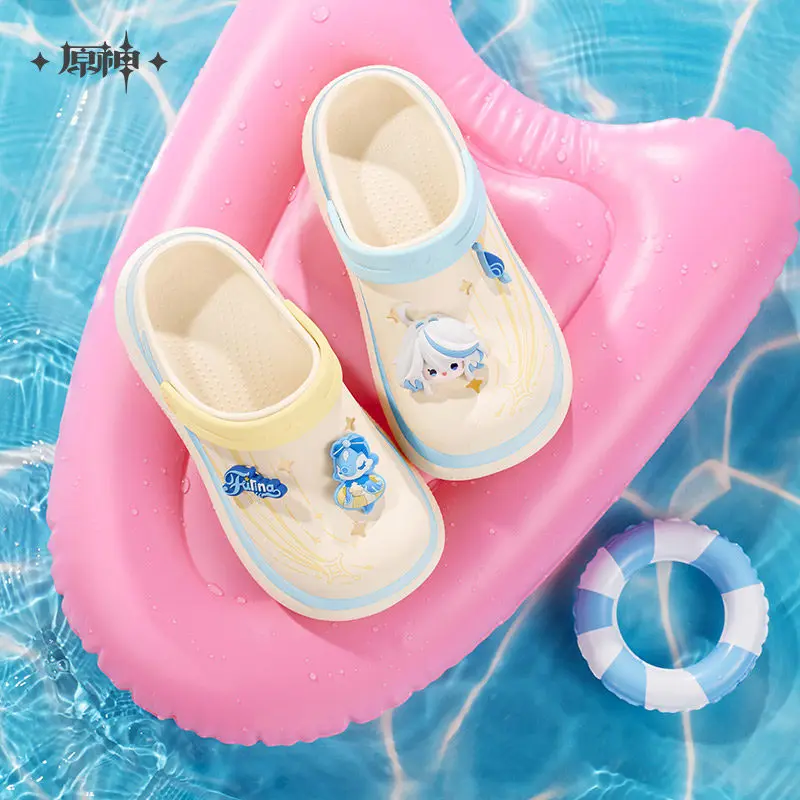 Official Genshin Impact Midsummer Party Klee Hutao Yoimiya Furina Cute Summer Slipper Beach Slippers Decorative Set Shoe Flower view 2