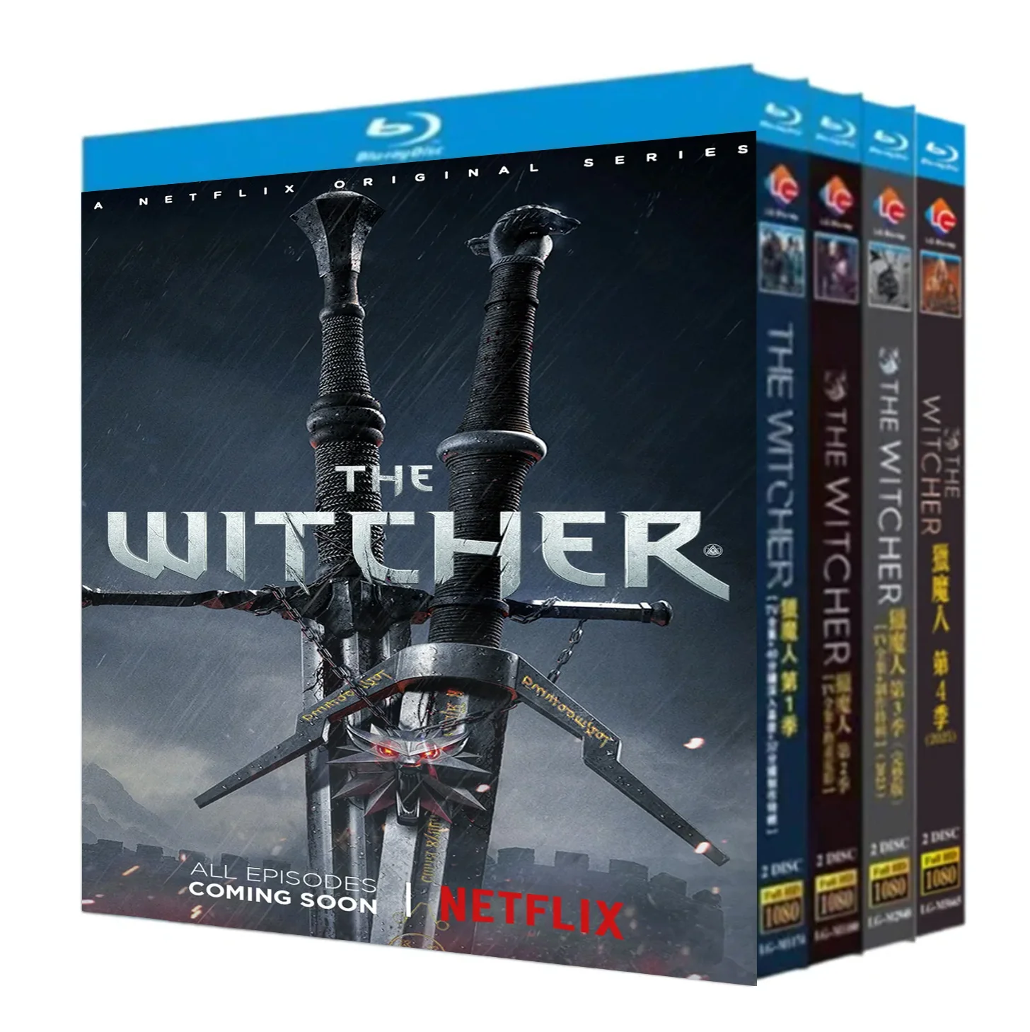 The Witcher temporada 1-4: BD, set de 8 discos, todas las regiones, audio en inglés, disco Blu-ray, alta definición BD