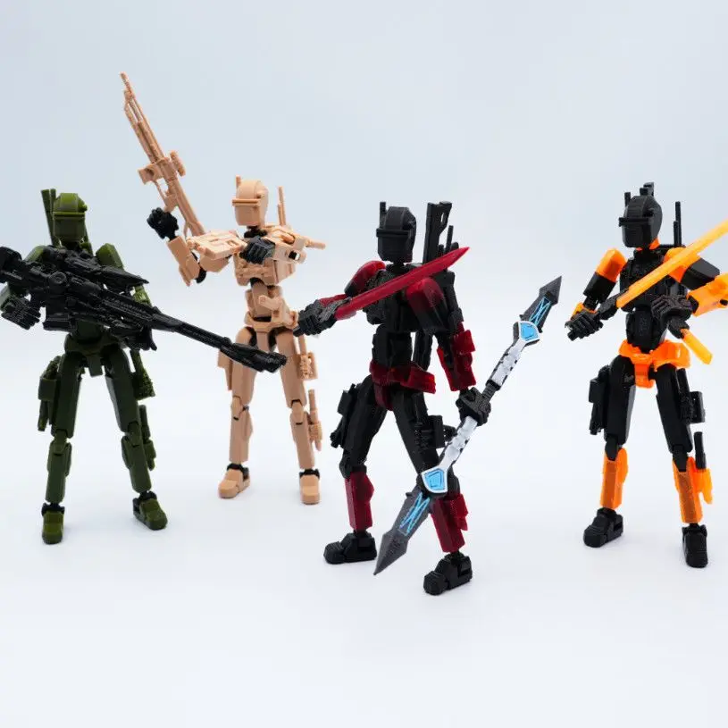 En stock Figura de acción del equipo de tortuga negra Lucky 13 impresa en 3d - Modelo de juguete para regalo completamente articulado