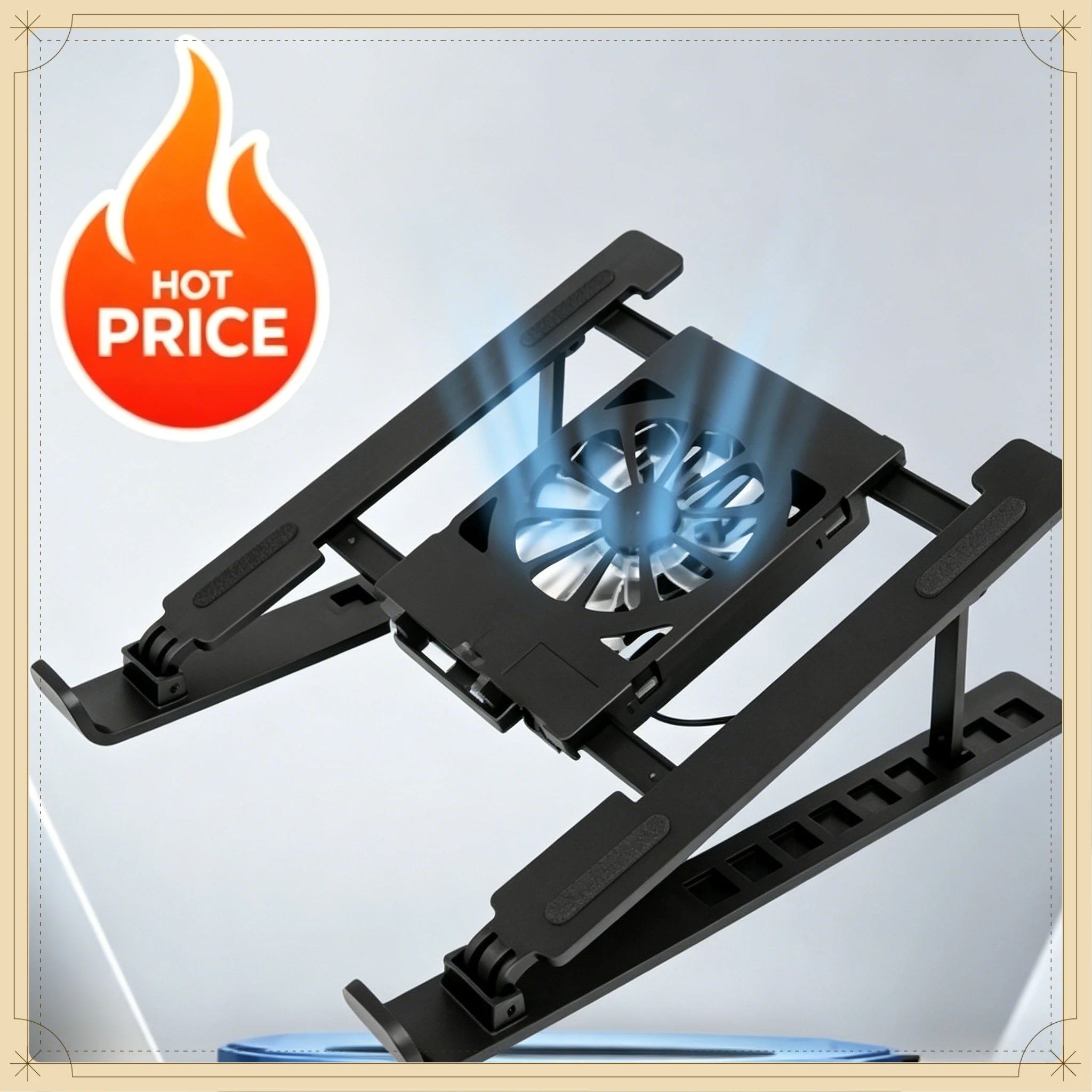 

Universal Laptop Tablet Cooling Stand with Fan Foldable Adjustable Speed Portable Desktop Radiator Holder for Home Office