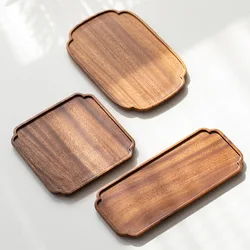 Solid Wood Towel Tray Coffee Cup Plate Tea Tray Fruit Food Storage Holder Hotel Home Decorate Supplies