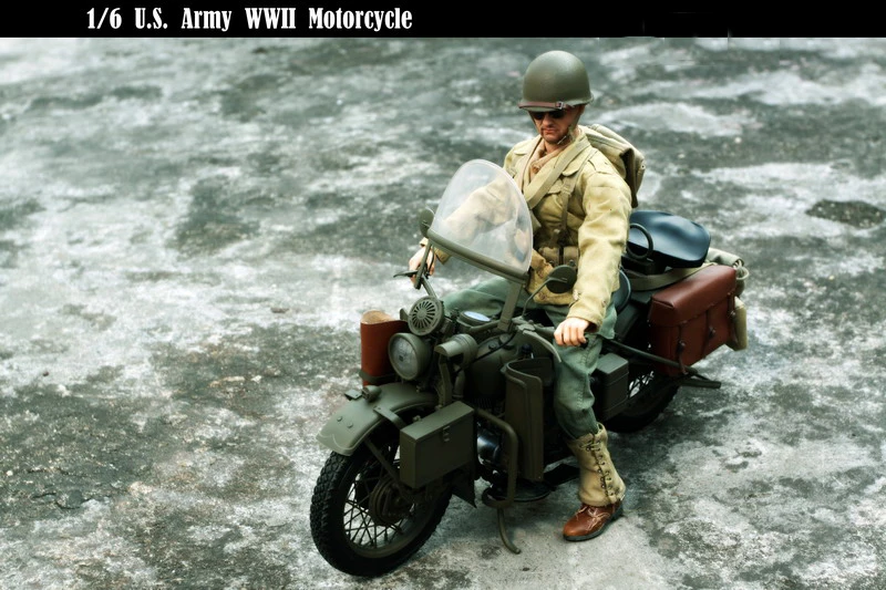 1/6 WWII US Military Motorcycle Retro Outdoor Combat Force Tools  T-800 War Scene Decorations For Diy 12\