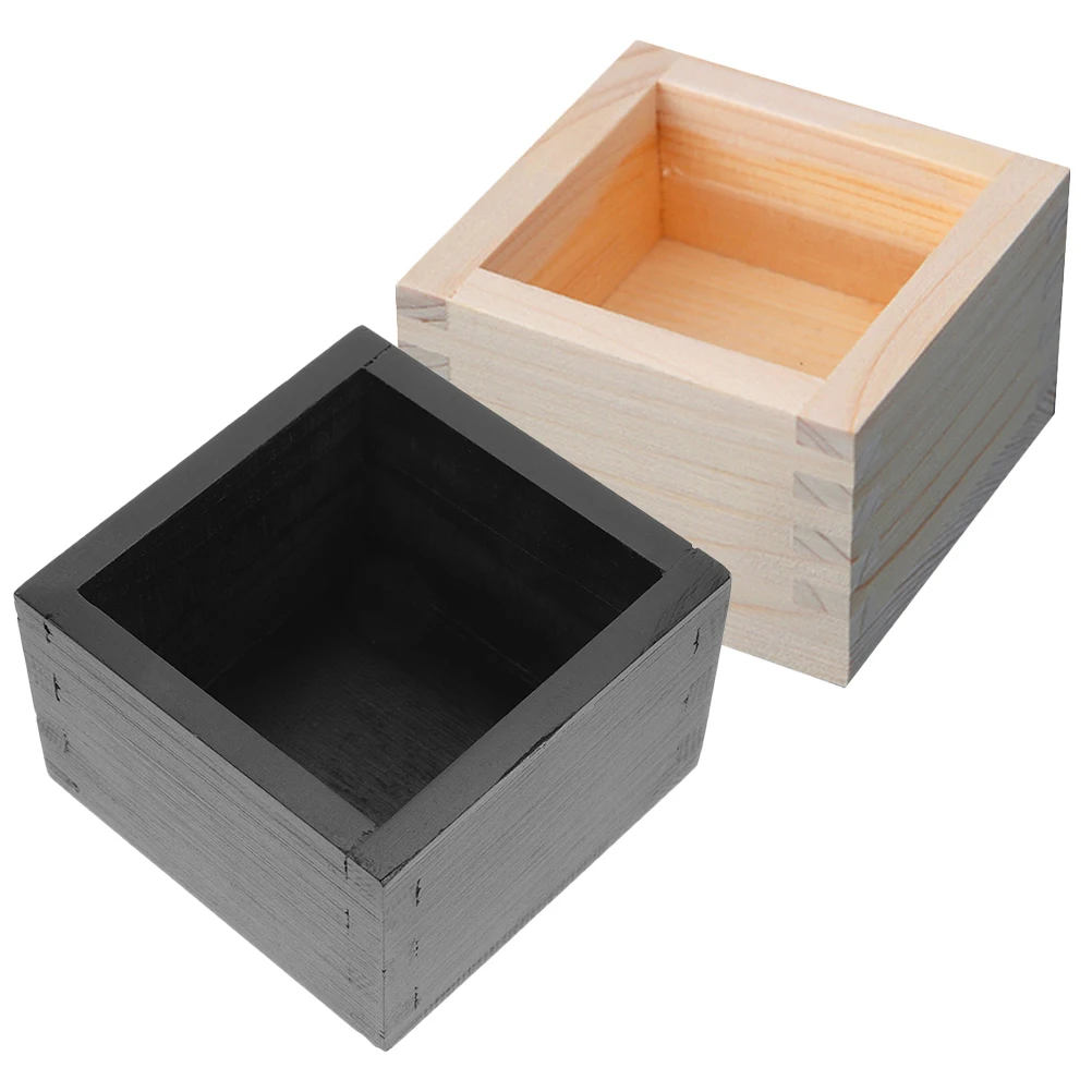 

2pcs Japanese Style Square Wooden Sake Cup Storage Box Reusable Portable Container For Small Items Household Gift Wood Box