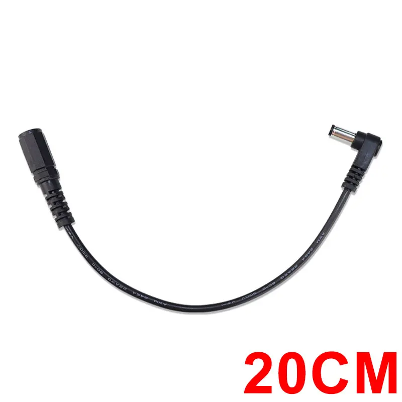 تيار مستمر 5.5x2.1 مللي متر كابل ذكر إلى شاحن أنثي ، 5.5*2.1 مللي متر الزاوية اليمنى 90 درجة كابل شحن 15 سنتيمتر/20 سنتيمتر