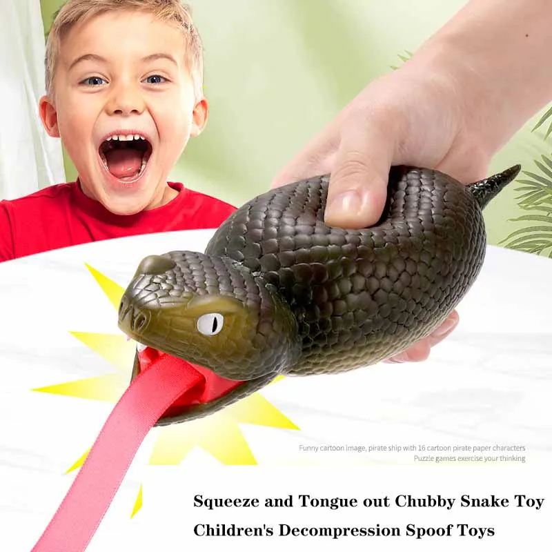 

Novelty Simulations Squeeze And Tongue Out Chubby Snake Toy Children's Decompression Spoof Toys April Fool's Day Prank Scare Toy