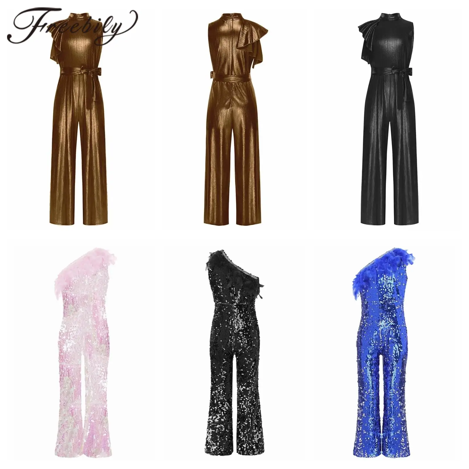 

Shiny Girls Fashion Jumpsuits Kids Streetwear Children's Music Festival Jazz Dance Costume Carnivals Stage Costumes Dancewear