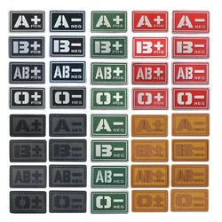5*3CM/A B AB O Positive Negative Blood Type Patches,3D PVC Rubber Military Tactical Badges Hook Loop Patches Glow-in-the-dark