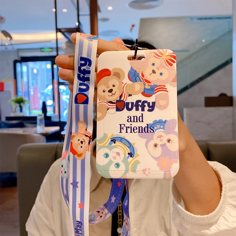Japanese Disney Duffy Bear Card Certificate Cute Campus Student Working Id Office Halving Neck Rope Card Holder Anime Doll