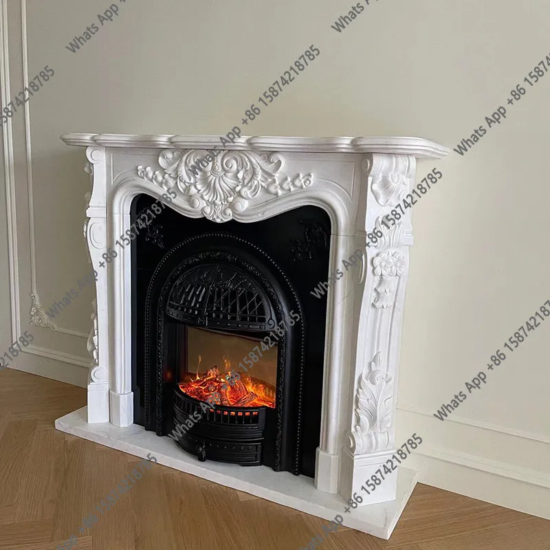 Marble Fireplace French Fireplace American Interior Decoration Cabinet Natural White Marble Fireplace Stone  Customizat