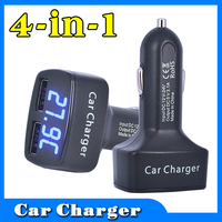 Multifunction 12-24V Car Charger Dual USB LED Digital Display Voltage/temperature/Current Meter Tester Adapter 3.1A mobile phone