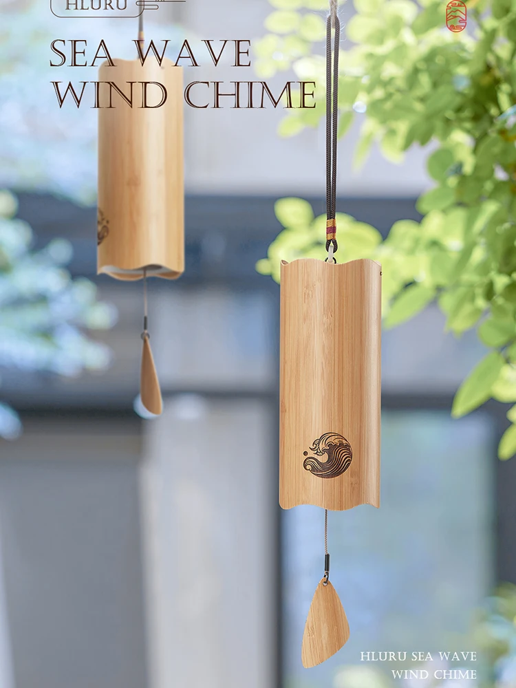 Campana de viento de bambú Hluru, carillón de viento de Furin, 8 notas, cuerda de varilla, campana hecha para decoración de jardín al aire libre, decoración Zen para Patio y hogar