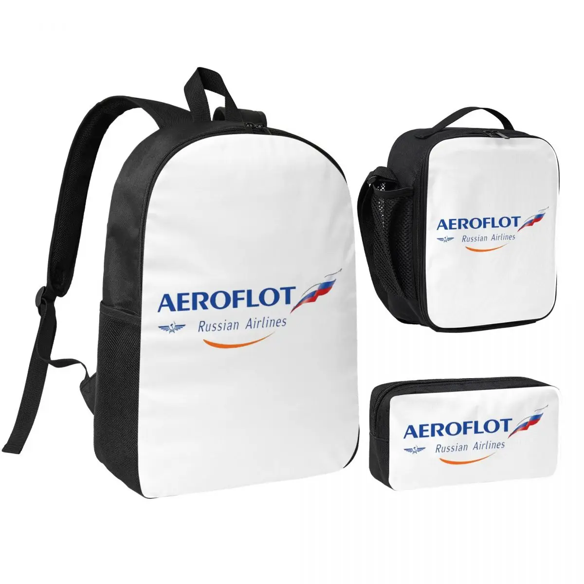 Aeroflot Aviation Russe Pilote Aerospace Aviateur Backpack BookBag School Bag Shoulder Bags 3ps Insulated Lunch Bag Pencil Case