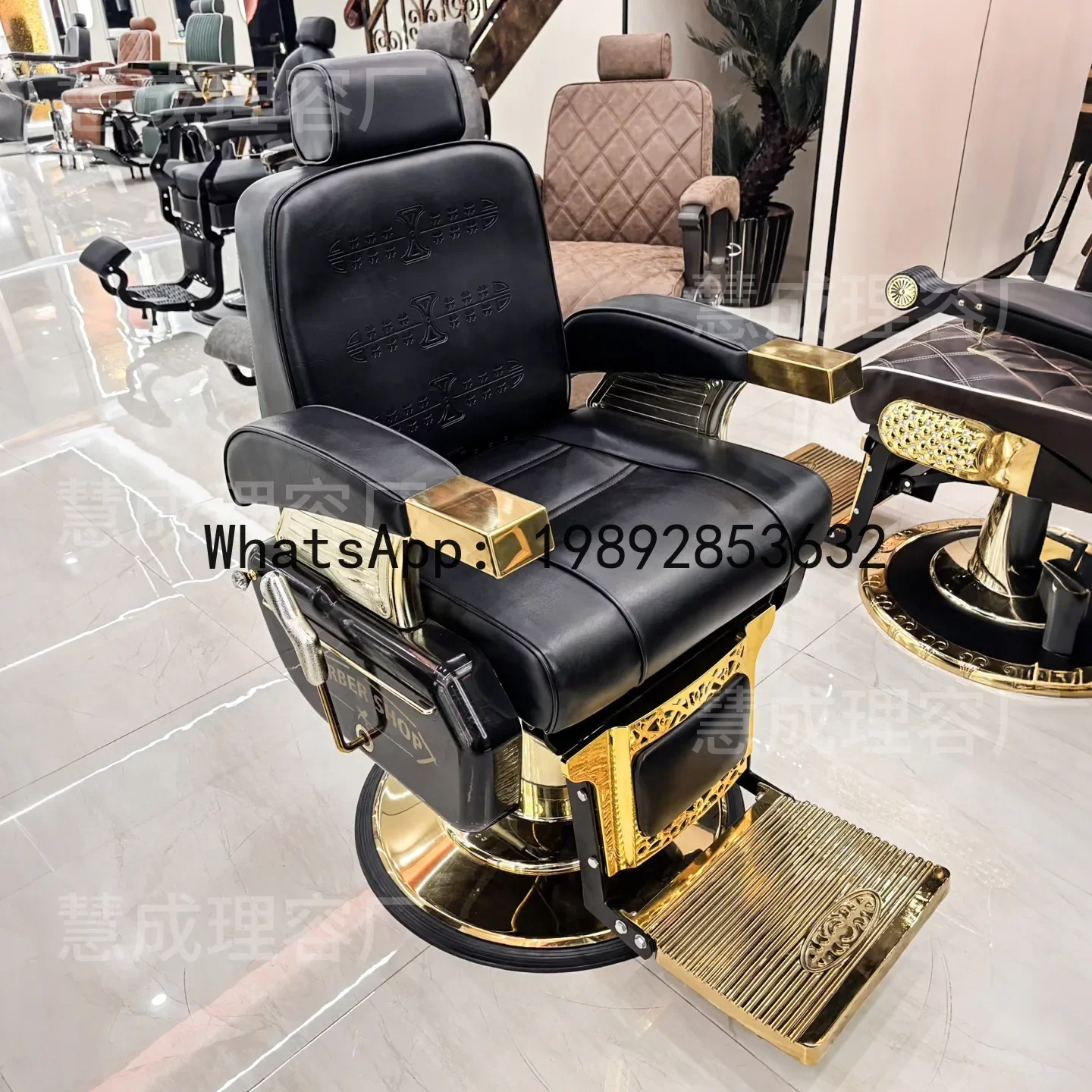 F1  Men's Retro Oil Head Chair for Barbershop and Hair Salon, Reclining for Perming and Dyeing