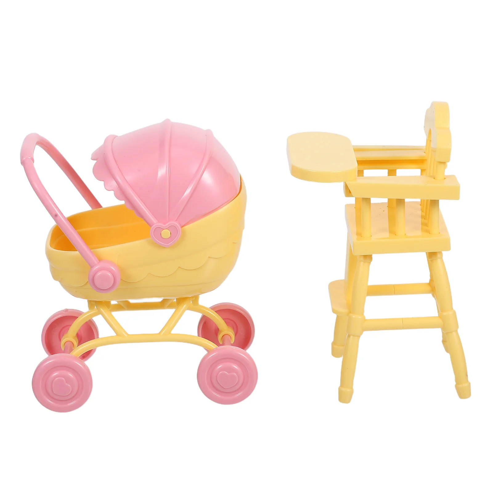 

1Set Miniature Baby Stroller Highchair Set Easy to Clean ABS Material Encourages Verbal Skills Creative Storytelling