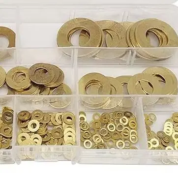 350pcs Brass Flat Washers Kit 2mm To 14mm Assorted Sizes Metal O For Ring Gasket Set For Hardware Fastening Repair Projects