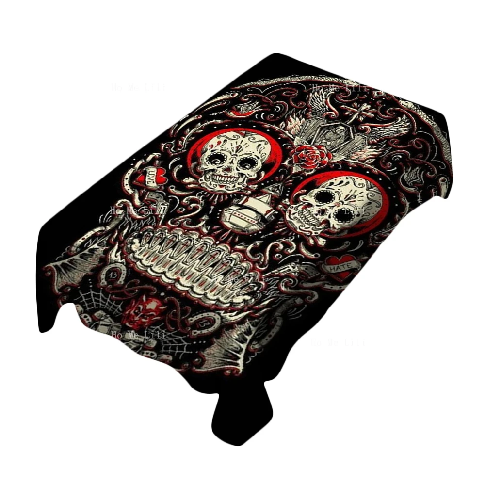 Квадратная скатерть в винтажном стиле с черепом киборга