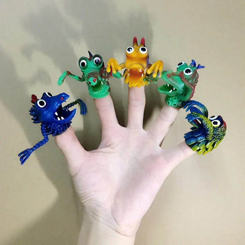 1 Set De Nieuwe Vreemde Dwang Simulatie Dierenvingerhoes Rekwisieten Tpr Kleine Monster Handpop Vinger Poppetspeelgoed