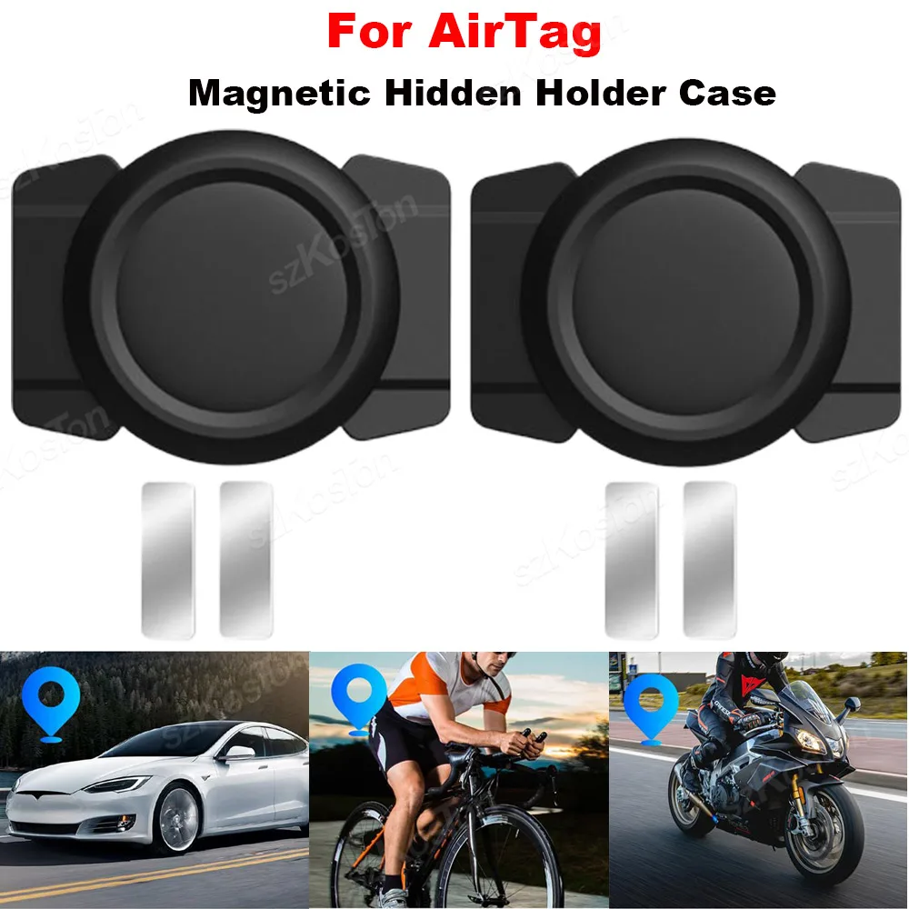 1/2 PCS For AirTag Magnetic Silicone Hidden Holder GPS Tracker Waterproof Protective Case for Air Tag Bike Motorcycle Cover