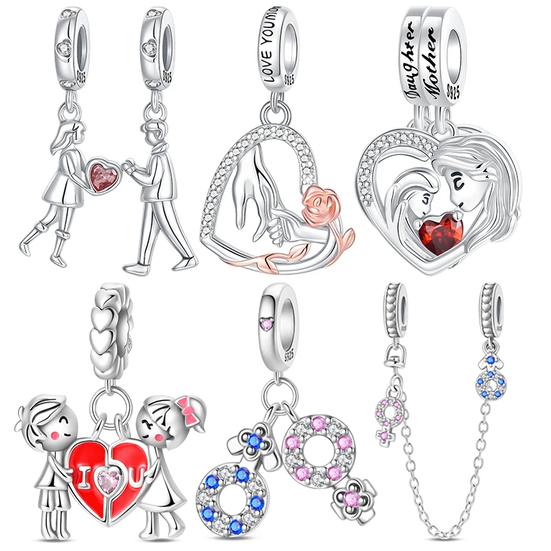 

Подвеска из стерлингового серебра 925 пробы «Пара и животные, держащиеся за руки» (щенок и кошка), для браслетов, романтический ювелирный подарок для женщин