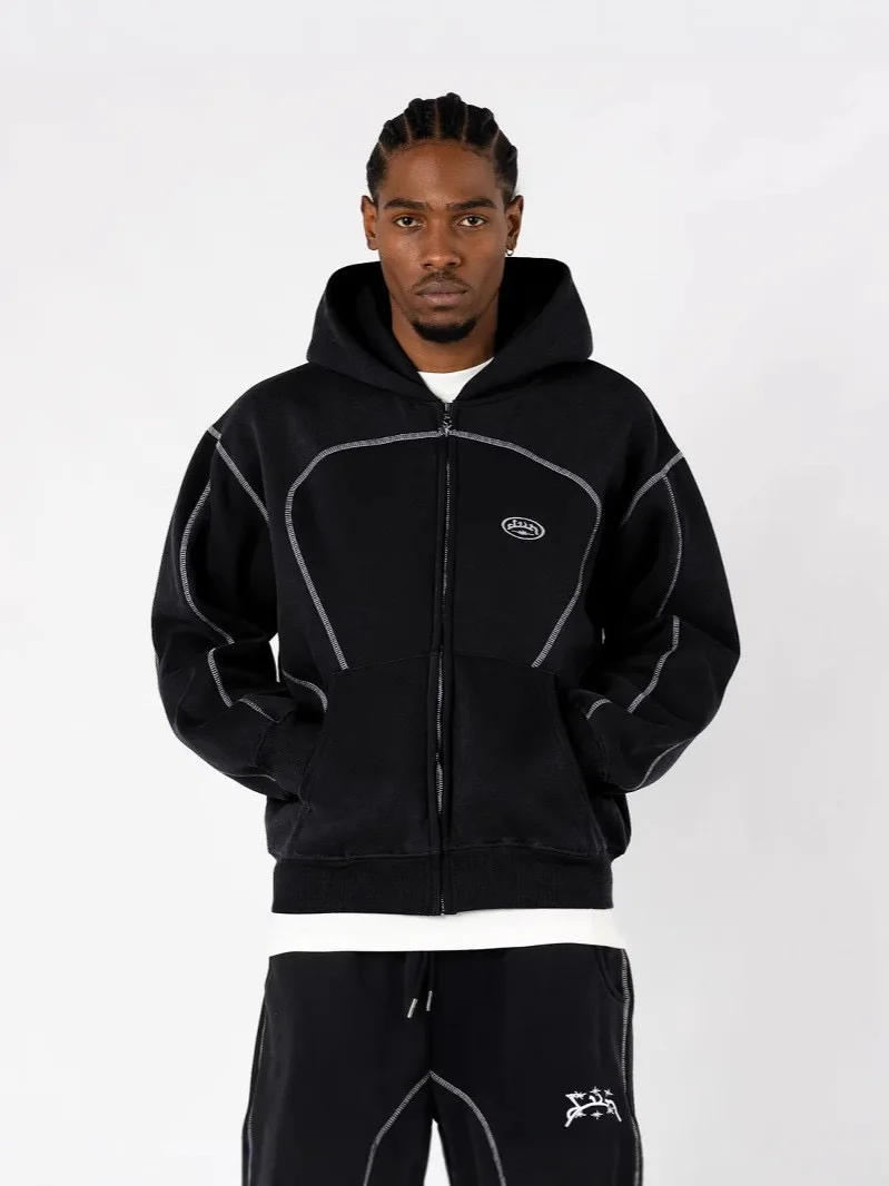 ملابس رياضية كاجوال للرجال من Street Retro مع صور ظلية عصرية فريدة من نوعها على طراز الهيب هوب بلوزات كبيرة الحجم مع قلنسوة غير رسمية