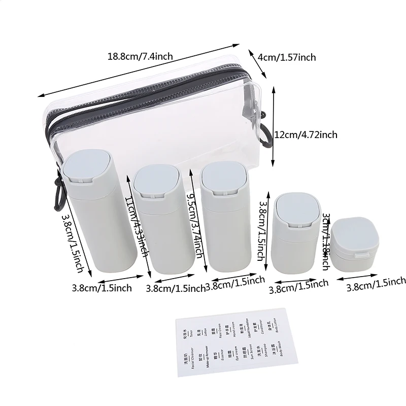 Cosmetici Split Bottle Travel Set Nordic PE tubo bottiglia EVA Wash and Makeup Bag portatile e aereo Split Bottle Travel Set
