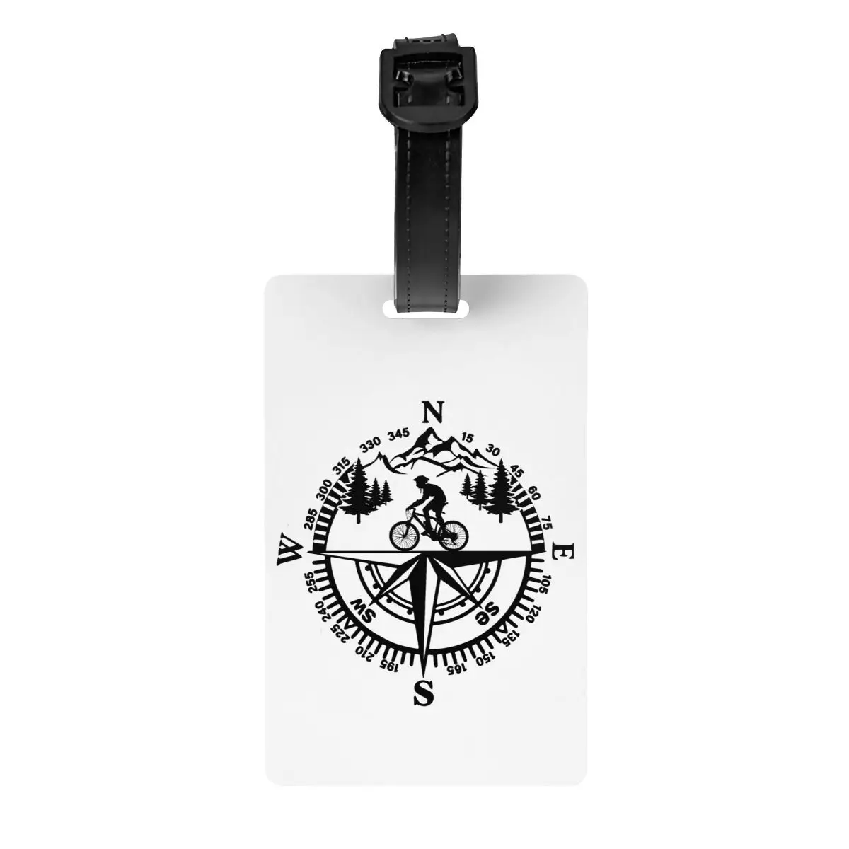 Custom Adventure Mountain Bike Compass Luggage Tag With Name Card Privacy Cover ID Label for Travel Bag Suitcase