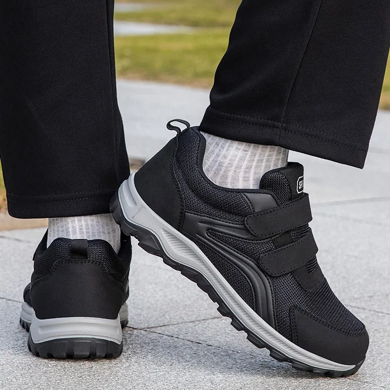 Zapatillas de tenis para hombre y mujer, zapatos para diabéticos con gancho y bucle, zapatos cómodos para caminar para personas mayores, mocasines para papá, zapatos para correr ligeros con retazos