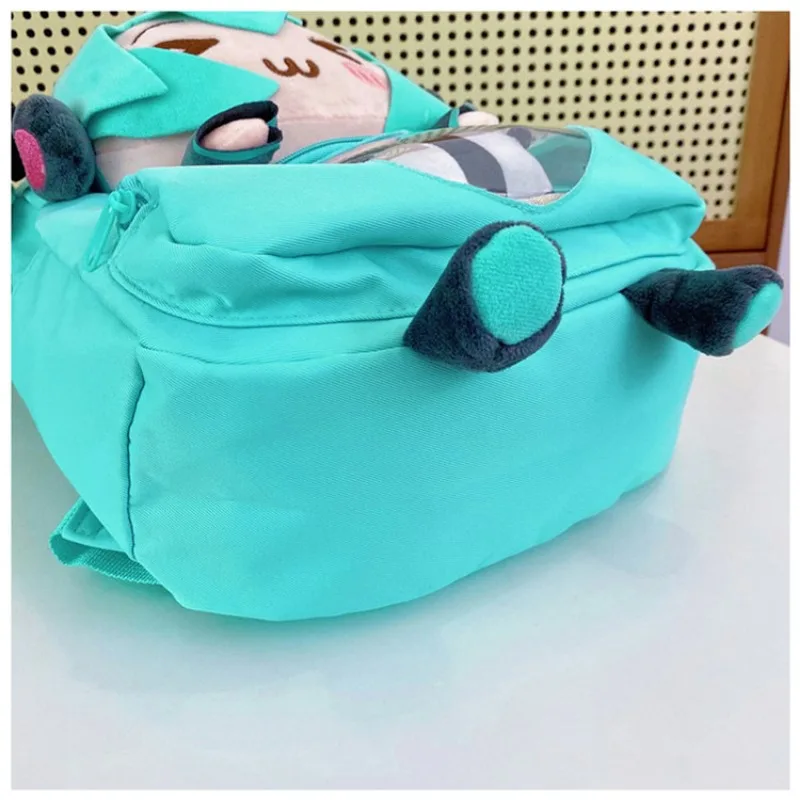 Hatsune Miku Backpack Anime Pain Bag Hatsune Miku Plush Bag Cute Girl High Capacity Backpack Cartoon Squinting Eyes Child Bag