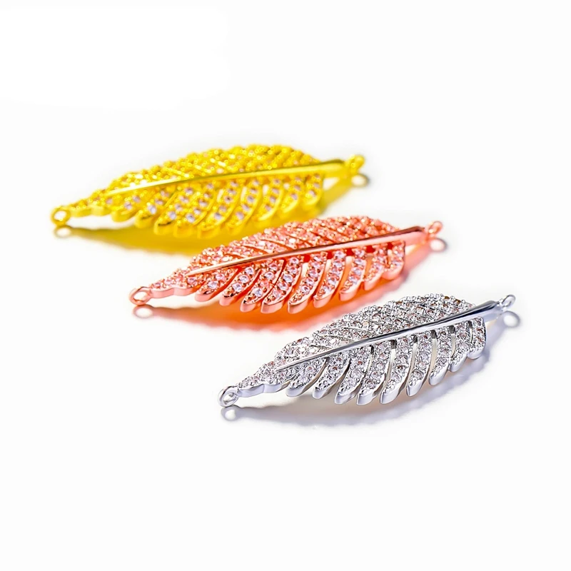 Juya Handmade Micro Pave Zircon 18K Plated Copper Charms Connector Accessories For DIY Women Fashion Decorative Jewelry Making