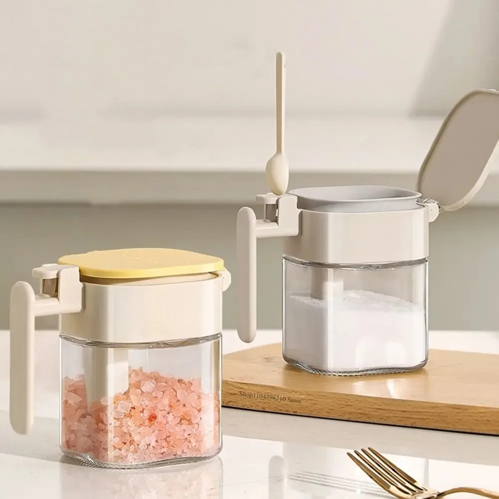 

Kitchen Household Seasoning Jars Seasoning Bottle Spoon Compartment Separation Seasoning Jars Moisture-proof Sealed Glass