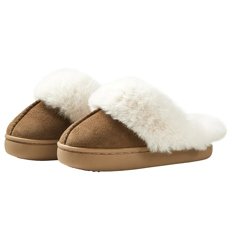 Winter Boys Suede Plush Lined Slippers Warm Cozy Girls House Shoes Fashion Cute Design Childrens Indoor Non-slip Footwear
